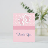 Niedlich Pink baby Girl Footprints - Danke Postkarte (Stehend Vorderseite)