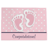 Niedlich Pink Baby Girl Footprints Große Geschenktüte (Rückseite)