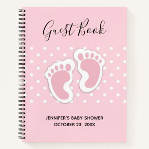 Niedlich Pink Baby Girl Footprints Showbuch Notizblock