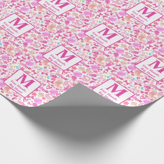 Niedlich Pink Baby Girl Kinderzimmer Muster person Geschenkpapier (Ecke)