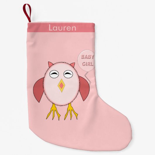 Niedlich Pink Baby Girl Owl Custom Weihnachts Stru Kleiner Weihnachtsstrumpf (Vorderseite)
