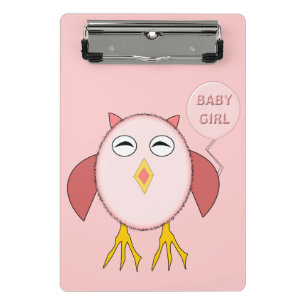 Niedlich Pink Baby Girl Owl Mini Clipboard Klemmbrett