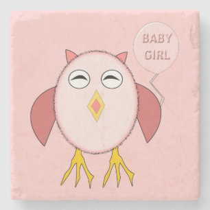 Niedlich Pink Baby Girl Owl Stone Untersetzer