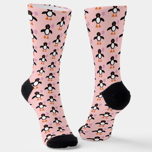 Niedlich Pink Baby Girl Penguin Gemustert Socken (Gewinkelt)