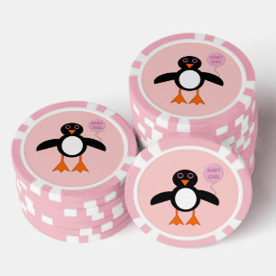 Niedlich Pink Baby Girl Penguin Pokerchips