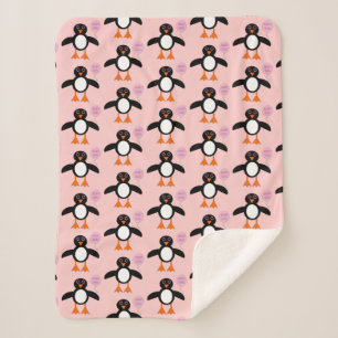 Niedlich Pink Baby Girl Penguin Sherpa Blanket Sherpadecke