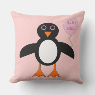 Niedlich Pink Baby Girl Pinguin Außenkissen Kissen Für Draußen