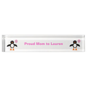 Niedlich Pink Baby Girl Pinguin Custom Desk Nampla Namensplakette