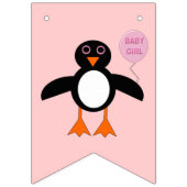 Niedlich Pink Baby Girl Pinguin Jagdfahnen Wimpelkette (Erste Fahne)