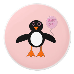 Niedlich Pink Baby Girl Pinguin Keramik Knochen Keramikknauf