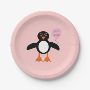 Niedlich Pink Baby Girl Pinguin Paper Party Teller