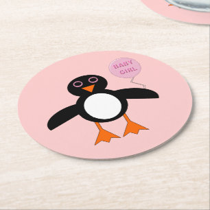 Niedlich Pink Baby Girl Pinguin Paper Untersetzer