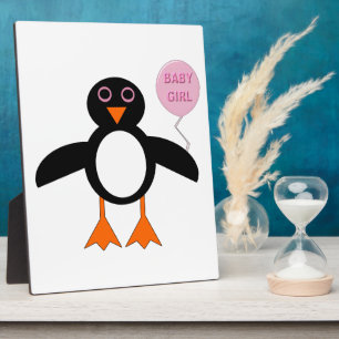 Niedlich Pink Baby Girl Pinguin Plaque Fotoplatte