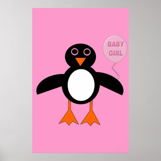 Niedlich Pink Baby Girl Pinguin Poster (Vorne)