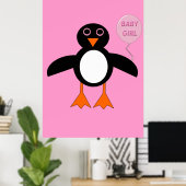 Niedlich Pink Baby Girl Pinguin Poster (Heimbüro)