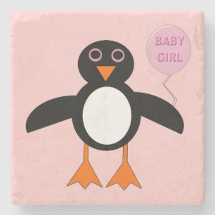 Niedlich Pink Baby Girl Pinguin Stone Untersetzer