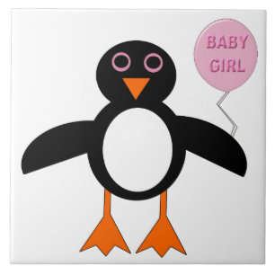 Niedlich Pink Baby Girl Pinguin Tile Fliese