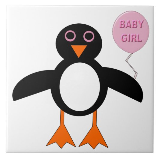 Niedlich Pink Baby Girl Pinguin Tile Fliese (Vorderseite)