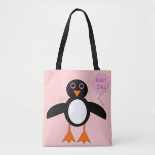 Niedlich Pink Baby Girl Pinguin Tote Bag Tasche