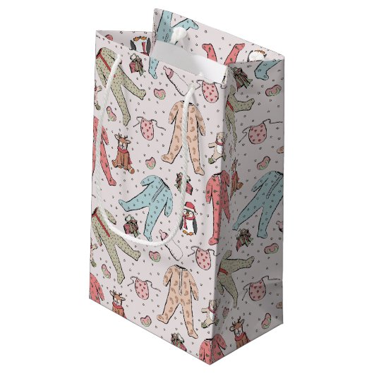 Niedlich Pink Baby Girl Weihnachten Kleine Geschenktüte (Rückseite Schrägansicht)