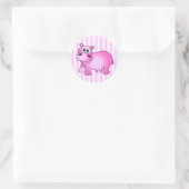 Niedlich Pink Baby Hippo Stripte Stickers (Tasche)