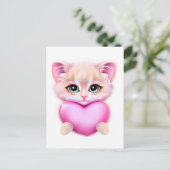 Niedlich Pink Baby Kitten Postkarte (Stehend Vorderseite)