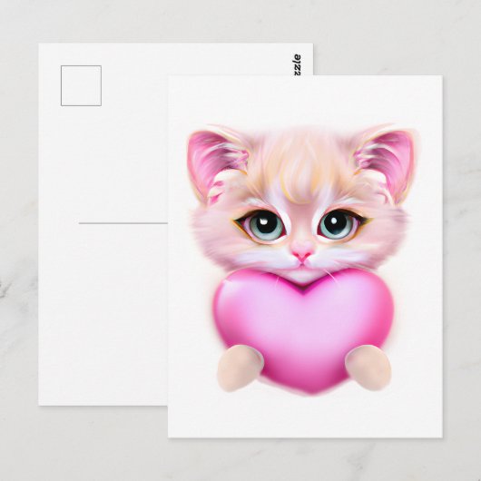 Niedlich Pink Baby Kitten Postkarte (Vorne/Hinten)