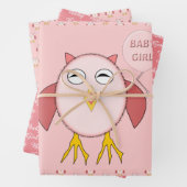 Niedlich Pink Baby Owl Custom Geschenkpapier Set (Beispiel)
