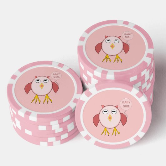 Niedlich Pink Baby Owl Pokerchips (Stapel)