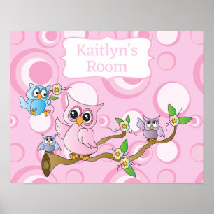 Niedlich Pink Baby Owl Poster