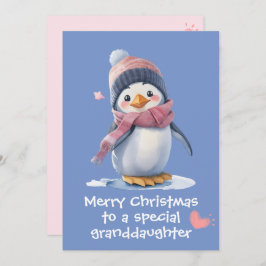 Niedlich Pink Baby Penguin Weihnachten für Kinder  Karte