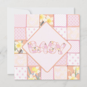 Niedlich Pink Baby Quilt Baby Girl Dusche Einladun Einladung