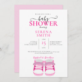 Niedlich Pink Baby Shoes BABY SHOWER Einladung