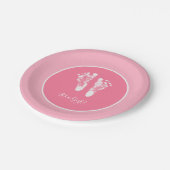 Niedlich Pink Baby Shooter Neugeborener Girl Footp Pappteller (Schrägansicht)