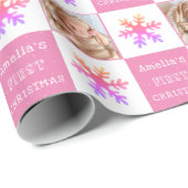 Niedlich Pink Baby's erstes Weihnachts-Snowflake-F Geschenkpapier (Rolleneckpunkt)