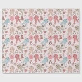 Niedlich Pink Baby's First Christmas Personalisier Geschenkpapier (Flach)