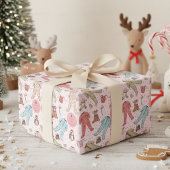 Niedlich Pink Baby's First Christmas Personalisier Geschenkpapier