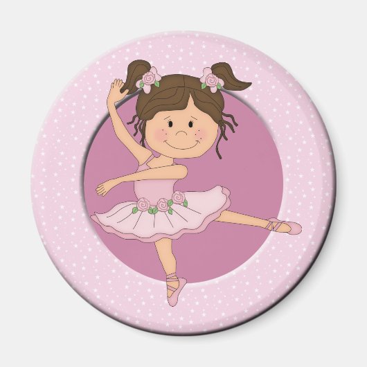 Niedlich Pink Ballerina 1 Individuelle Name Magnet (Vorne)