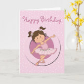 Niedlich Pink Ballerina 2 Happy Geburtstag Karte (Gelbe Blume)