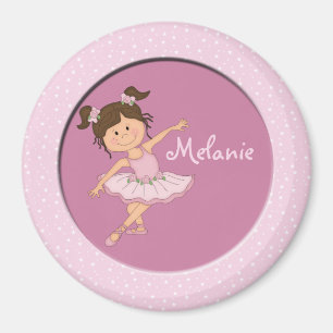 Niedlich Pink Ballerina 2 Individuelle Name Magnet