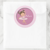 Niedlich Pink Ballerina 4 Individuelle Name Runder Aufkleber (Tasche)