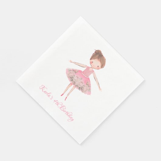 Niedlich Pink Ballerina Dancer Serviette (Ecke)