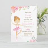 Niedlich Pink Ballerina Geburtstagseinladung Einladung (Stehend Vorderseite)