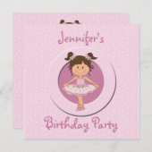 Niedlich Pink Ballerina Geburtstagsparty Einladung (Vorne/Hinten)