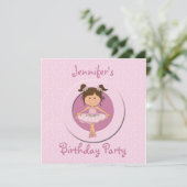 Niedlich Pink Ballerina Geburtstagsparty Einladung (Stehend Vorderseite)