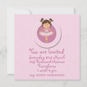 Niedlich Pink Ballerina Geburtstagsparty Einladung (Rückseite)
