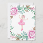 Niedlich Pink Ballerina Peony Einladung zum Geburt (Rückseite)