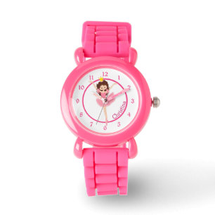 Niedlich Pink Ballerina Personalisierte Kinder Armbanduhr