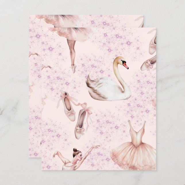 Niedlich Pink Ballerina Tance Scrapbook Paper (Vorne/Hinten)