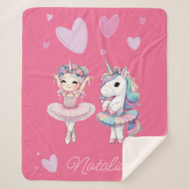 Niedlich Pink Ballerina Unicorn Sherpa Blanket Sherpadecke